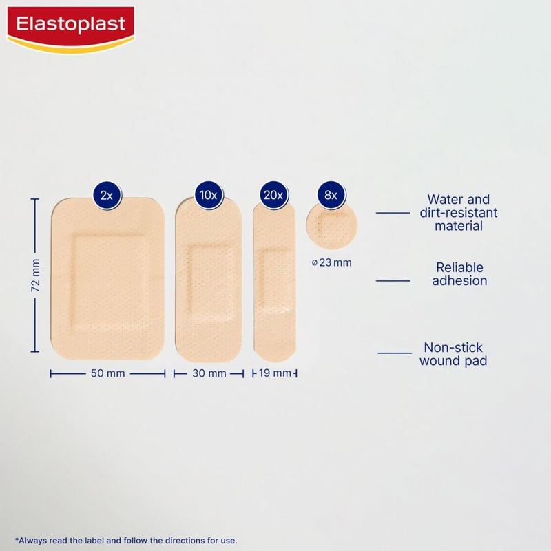 Elastoplast Water Resistant Plasters 40 Pieces Dirt and Water Resistant Strip Plasters Plasters Waterproof AllPurpose First Aid Plasters - Image 2