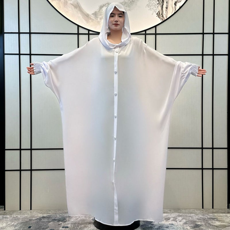 Cloak Cloak Muslim Women'S Robe With Buckle Dress Solid Color Muslim Dress Robe Middle East - Image 1