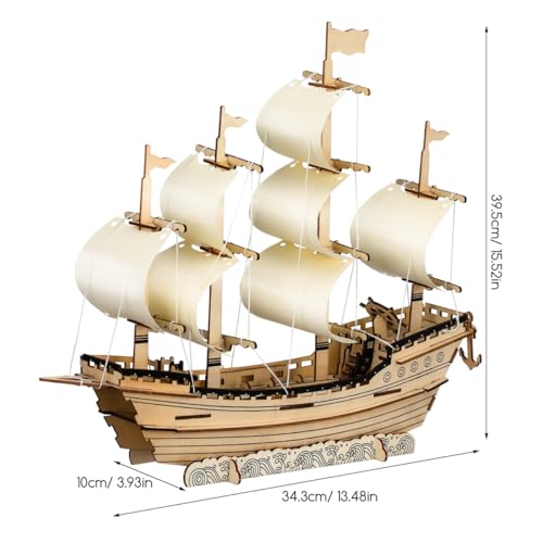 PRETYZOOM 3D Wooden Puzzle Sailboat Model Kit for Adults DIY Ming Dynasty Ship Handcrafted Wood Assembly Home Decor 1555 X 1350 X 393 Inches - Image 5
