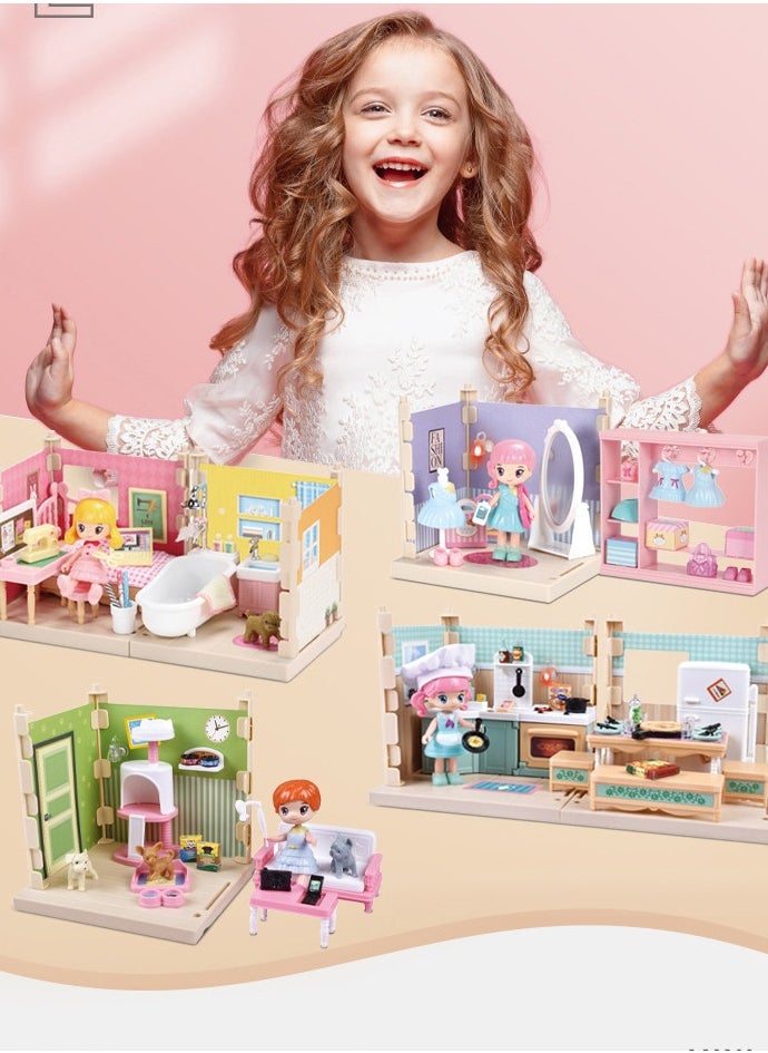 AROAQ - Mini House Furniture Set, durable plastic dollhouse furniture set, role-playing parent-child interactive game, Miniature Doll House Accessories for children, (6303B small bathroom) - Image 1
