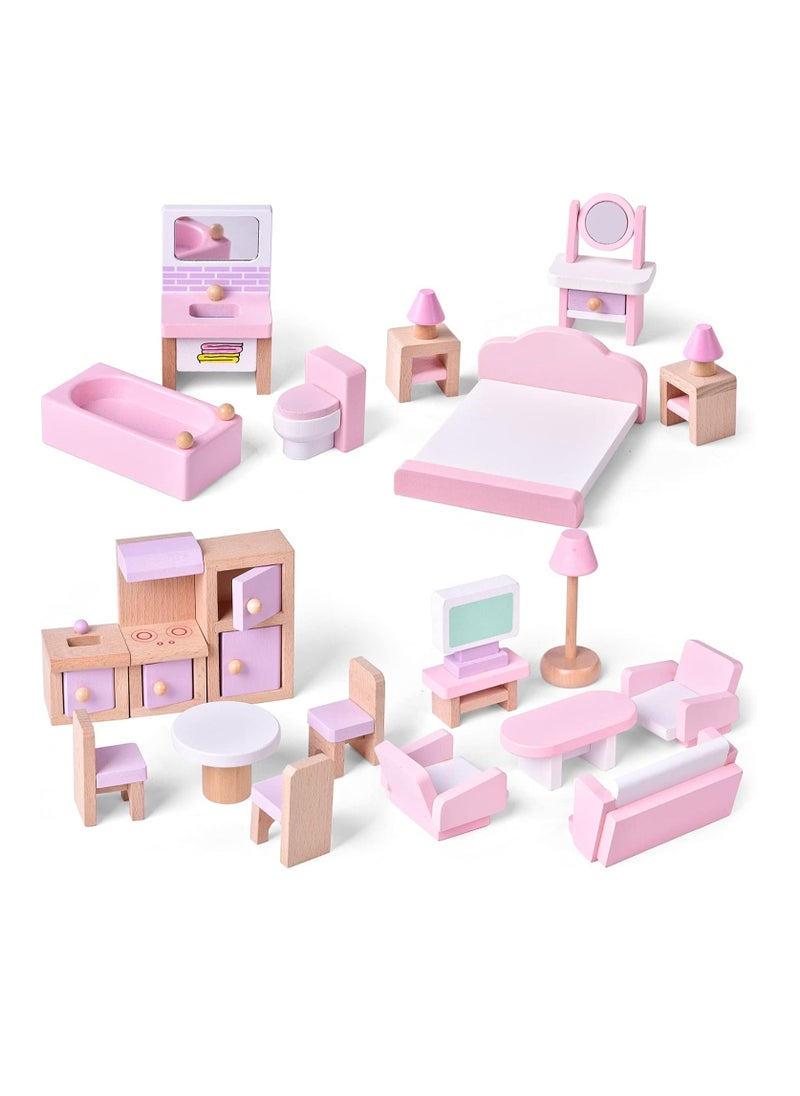 AROAQ - Mini House Furniture Set, durable plastic dollhouse furniture set, role-playing parent-child interactive game, Miniature Doll House Accessories for children, (6303B small bathroom) - Image 1