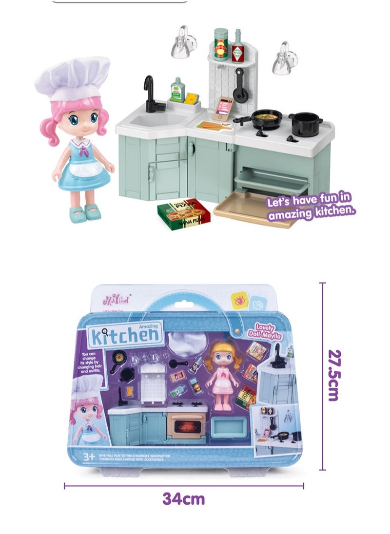AROAQ - Mini House Furniture Set, durable plastic dollhouse furniture set, role-playing parent-child interactive game, Miniature Doll House Accessories for children, (6303B small bathroom) - Image 1