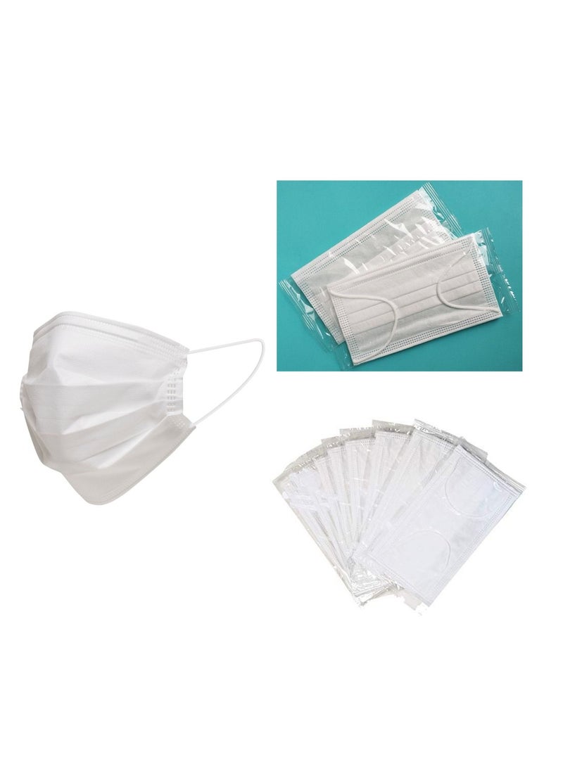 MedOne 50-Pieces 3 Ply Disposable White Face Mask For Adults Individually Packed  - Image 3