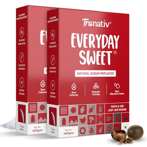 Trunativ Everyday Sweet | Monkfruit Sweetener Powder Loose Sugar Like Sweetener | Zero-Calorie Sugar Substitute | 1:1 Sugar Replacer for Cooking & Baking | Keto & Diabetic Friendly | 400g (Pack of 2) - Image 1