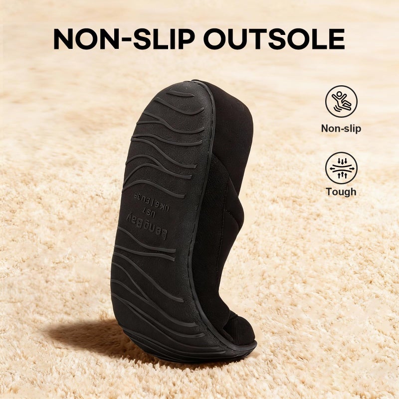 LongBay Women's Comfy Slippers Indoor Outdoor House Shoes with Removable Insole & Non-Slip Sole Black, 8-9 - Image 5