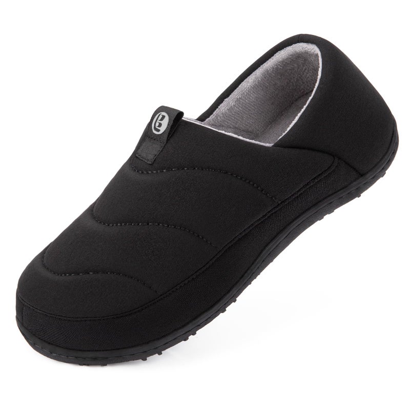 LongBay Women's Comfy Slippers Indoor Outdoor House Shoes with Removable Insole & Non-Slip Sole Black, 8-9 - Image 1