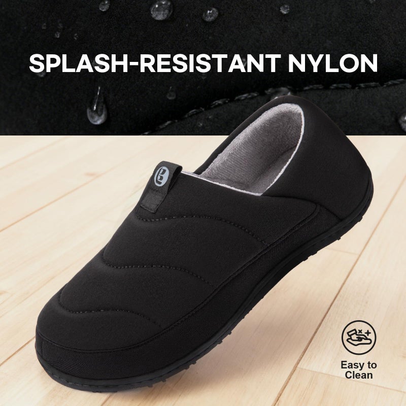 LongBay Women's Comfy Slippers Indoor Outdoor House Shoes with Removable Insole & Non-Slip Sole Black, 8-9 - Image 4