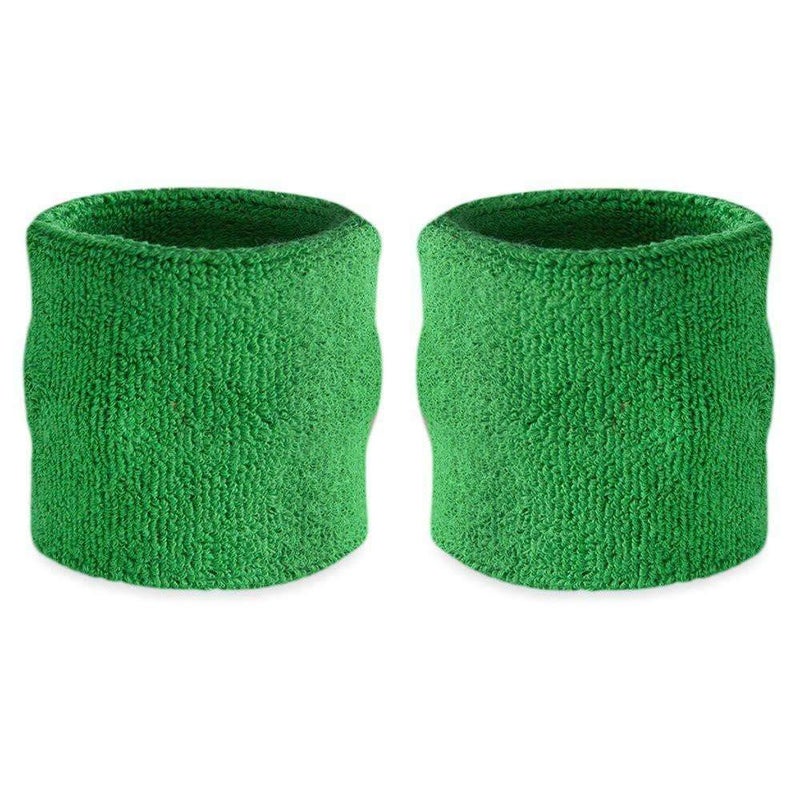 Suddora Wrist Sweatbands, Absorbent and Breathable Thick Cotton Bands for Working Out, Gymnastics, Basketball, Tennis, and Football, Multiuse Wristbands for Costumes and Cosplay (Pair) (Green) - Image 1