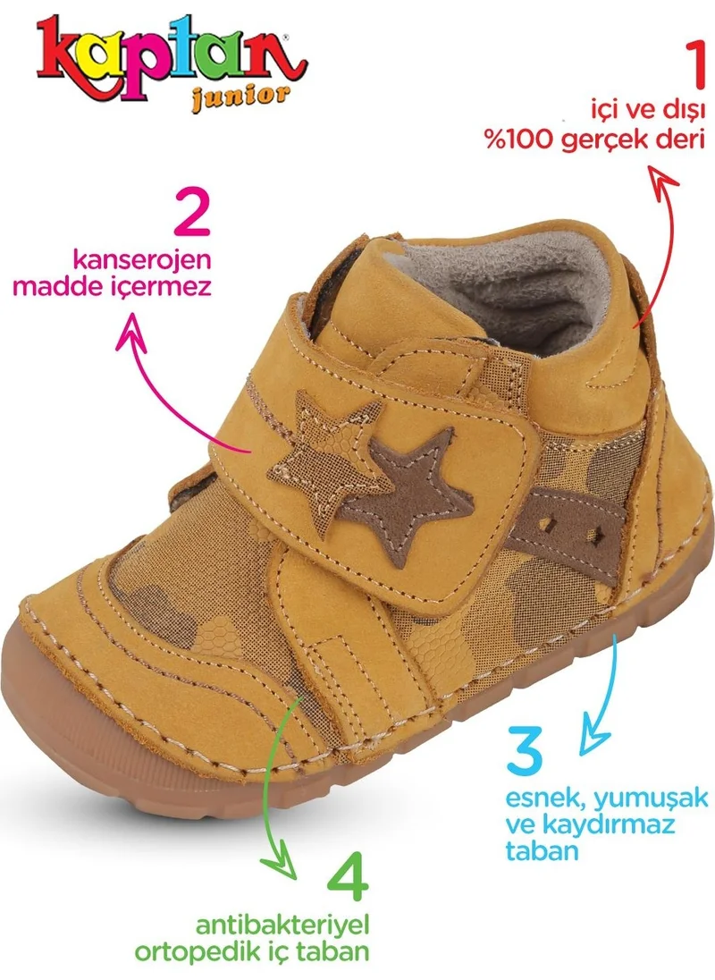 Kaptan Junior Ilkadım Genuine Leather Baby Boy Child Orthopedic Shoes Booties