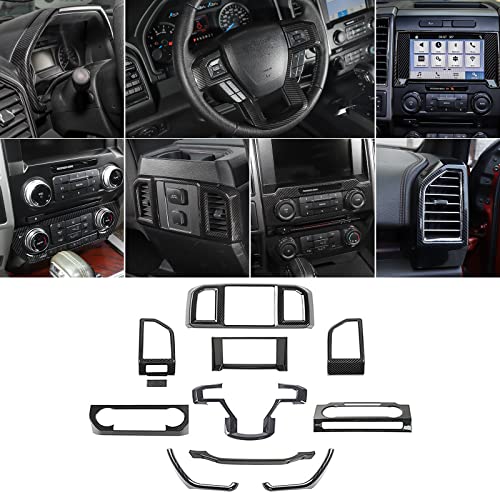 Hoolcar Interior Center Console Dashboard Navigation Trim Cover Kit ABS Accessories for 2015-2020 Ford F150, Carbon Fiber - Image 1