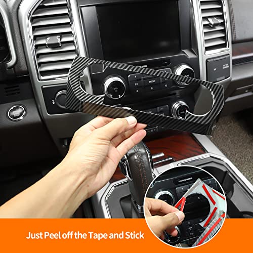 Hoolcar Interior Center Console Dashboard Navigation Trim Cover Kit ABS Accessories for 2015-2020 Ford F150, Carbon Fiber - Image 5