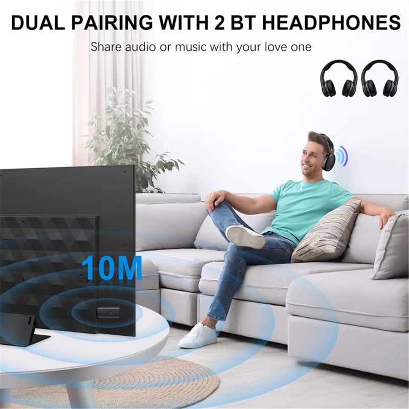 Gentechvvybuy Bluetooth V5.2 Transmitter for TV, Dual Pair Wireless Audio Transmitter Compatible with Airpods Earbuds Speaker, 3.5mm Bluetooth Adapter for Flight, TV, PC, Gym Equipment, and Gaming Consoles - Image 3