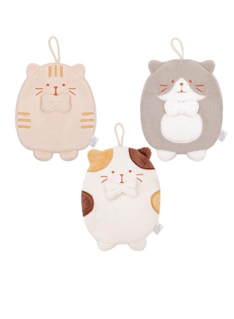 3 Pack Hand Towels Bathroom with Hanging Loop Children Animals Microfiber Coral Fleece Absorbent for Kitchen Bedroom - Image 1