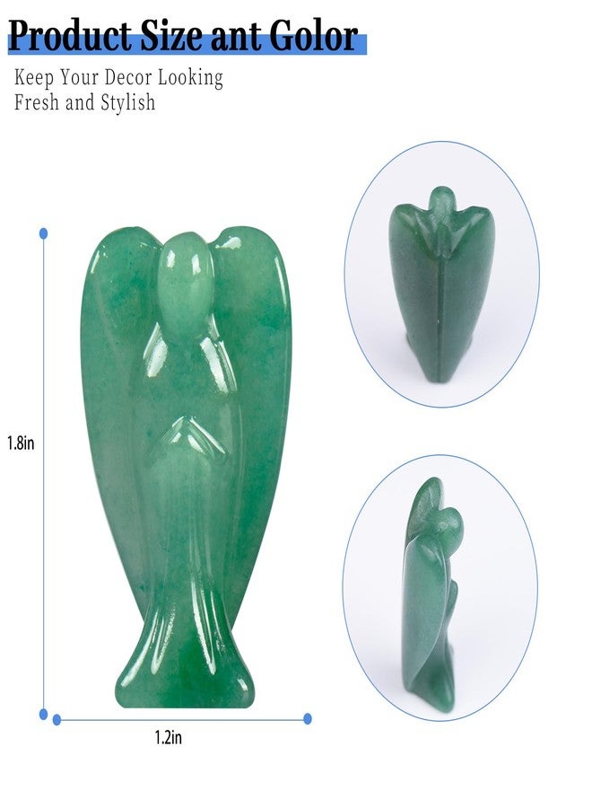 Ytbeoxk 1.8 Inch Green Aventurine Crystal,Guardian Angel Decor Figurines,Cute Figurines,Hand-Carved Angel Crystals, Crystals and Healing Stones for Room and Office Desk Decor,Angel Gifts for Women and Men - Image 2