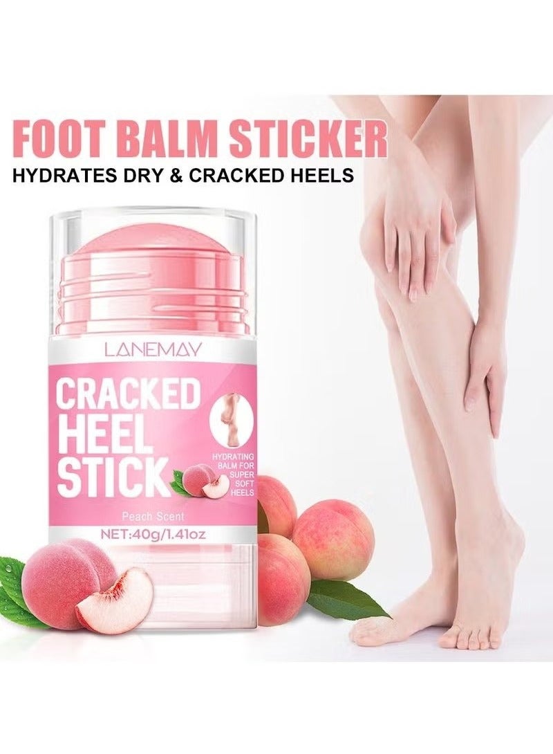 LANEMAY Cracked Heel Repair Balm Stick for Dry Cracked Feet Treatment, Moisturizing Heel Balm Rolls On So No Mess Like Foot Cream or Foot Lotion, Rescues Cracked Feet, honey peach - Image 2