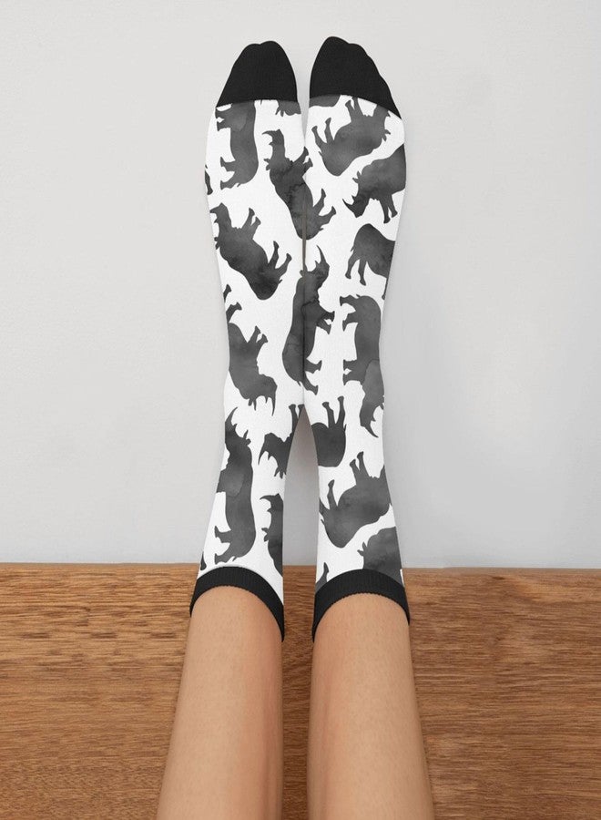 MOLIAN Unisex Fun Novelty Crazy Crew Socks Tiny Watercolor Rhinos Monochrome Dress Socks - Image 3