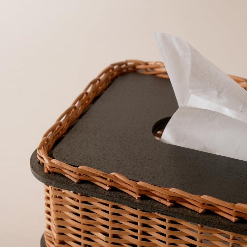 Peepul Tree Willow Wicker Wooden Tissue Box with Detachable Lid | Handmade Napkin Holder | Gifting for Diwali, Christmas, Housewarming | Brown - Image 5