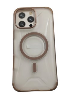 Shockproof Leather Phone Case with Wireless Charger Magsafe Case for iPhone 16 Pro pink/Clear