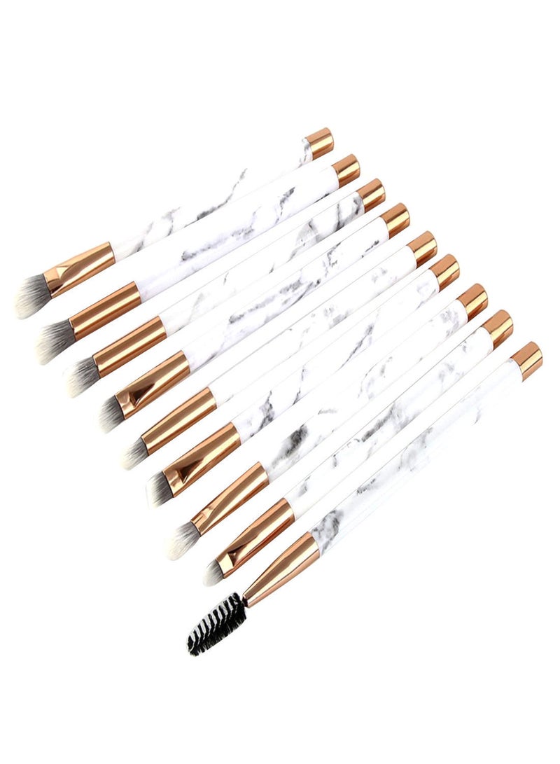 NIBEMINENT 15-Piece Marble Pattern Makeup Brush Set White/Gold/Grey - Image 2