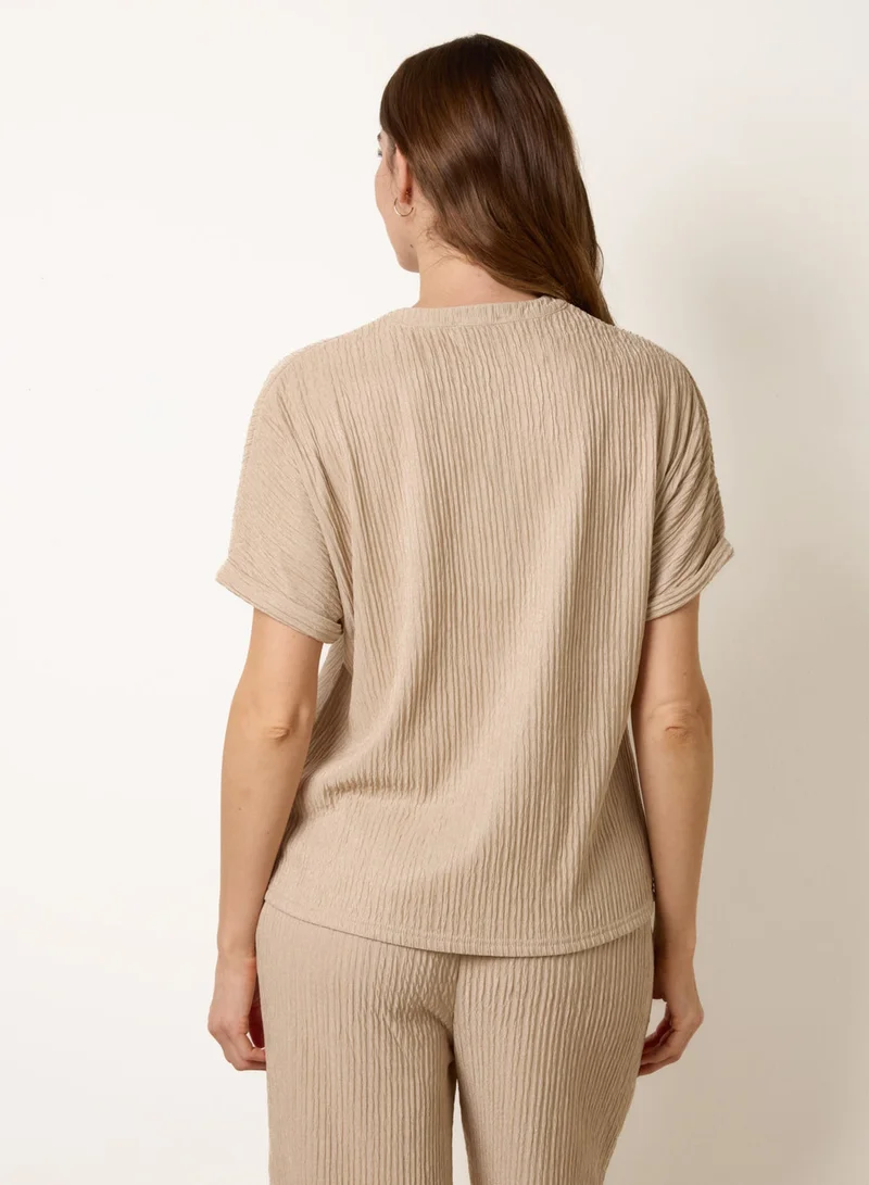 بلو فانيلا Grandad Collar Oversized Top