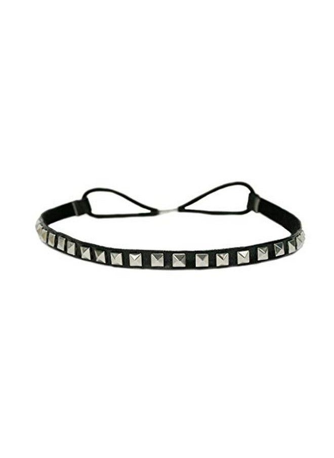 Mia Studded Headband | Fashionable Cool C Hair Accessory | Black Faux Leather + Silver Studs | For Women Teens Girls 1Pc  - Image 4