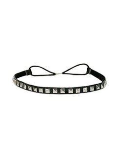 Mia Studded Headband | Fashionable Cool C Hair Accessory | Black Faux Leather + Silver Studs | For Women Teens Girls 1Pc  - Image 1