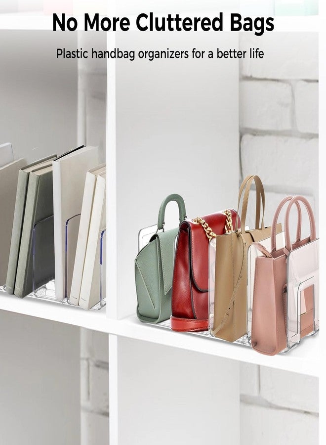Lnrueg 2PCS Plastic Purse Organizers, 4-Slot 5.71 x 12.8 x 5.12-Inches Clear Plastic Handbag Organizers for Bags, Clutches, Wallets, Wristlets, Space-Saving Bedroom and Cabinet Organization - Image 2