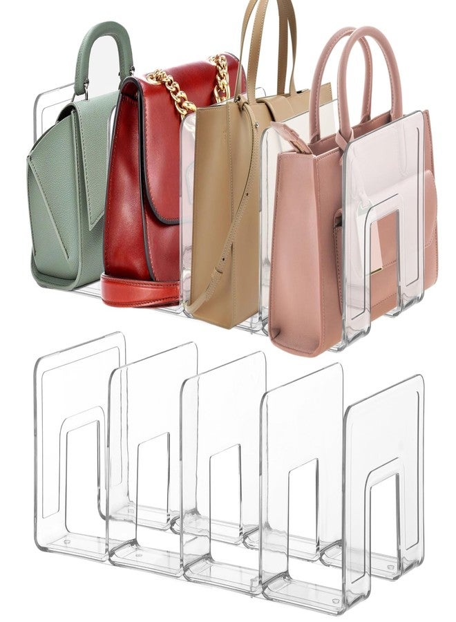 Lnrueg 2PCS Plastic Purse Organizers, 4-Slot 5.71 x 12.8 x 5.12-Inches Clear Plastic Handbag Organizers for Bags, Clutches, Wallets, Wristlets, Space-Saving Bedroom and Cabinet Organization - Image 1