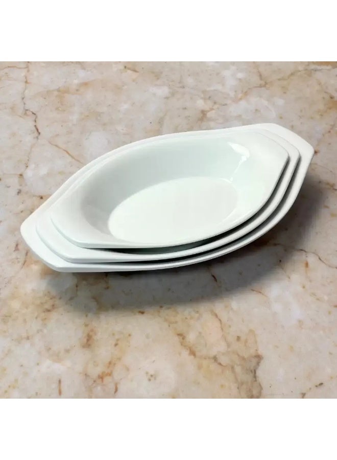 Dynasty' Dynasty Melamine Italy Designed 8 Inch Oval Dish- White - Image 3