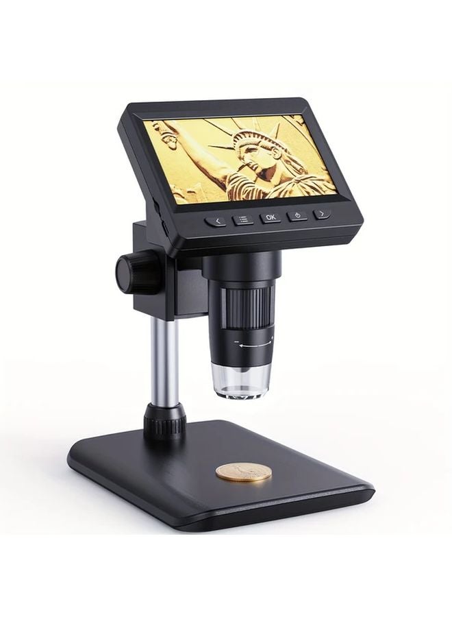 Black HD Digital Microscope 1080P 1000X 8LED Computer USB Rechargeable Lithium Battery - Image 1