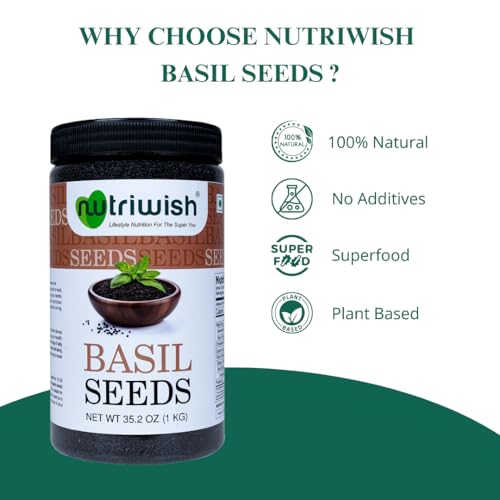 Nutriwish Natural Basil Seeds 1 Kg | Pure & Fresh | Safe & Beneficial Tulsi Seeds | for Eating | No Additives | Good for Healthy Snacks | - Image 2