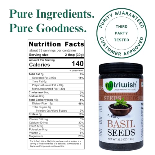 Nutriwish Natural Basil Seeds 1 Kg | Pure & Fresh | Safe & Beneficial Tulsi Seeds | for Eating | No Additives | Good for Healthy Snacks | - Image 5