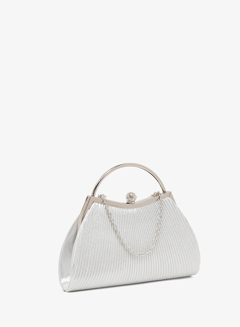Khizana Silver Embellished Top Handle Bag - Image 3