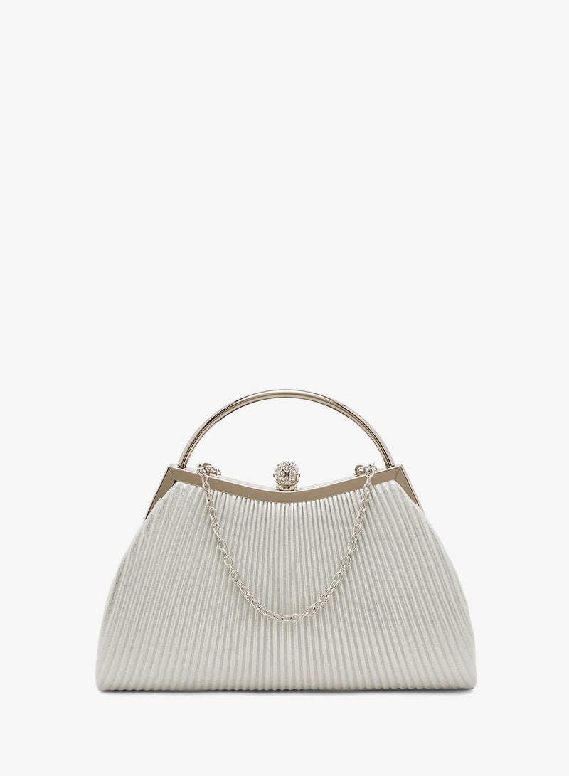 Khizana Silver Embellished Top Handle Bag - Image 1