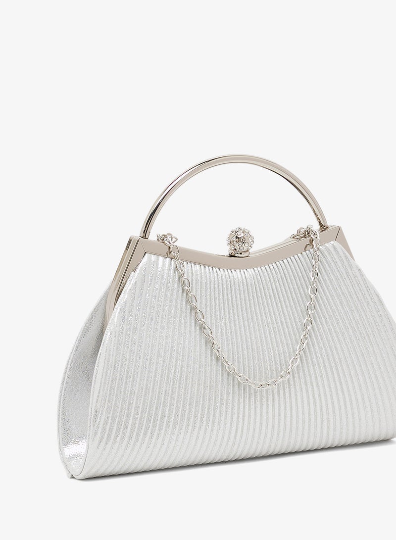 Khizana Silver Embellished Top Handle Bag - Image 4