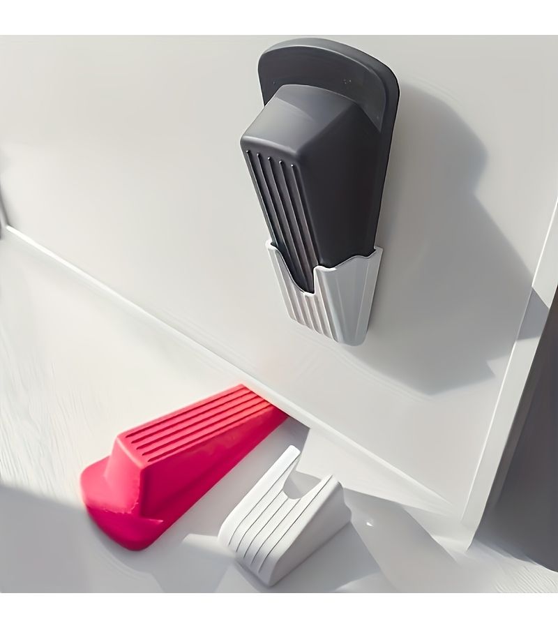 Red 2pcs Self Adhesive Anti Theft Door Stopper with Strong Suction Windproof And Antislip - Image 1