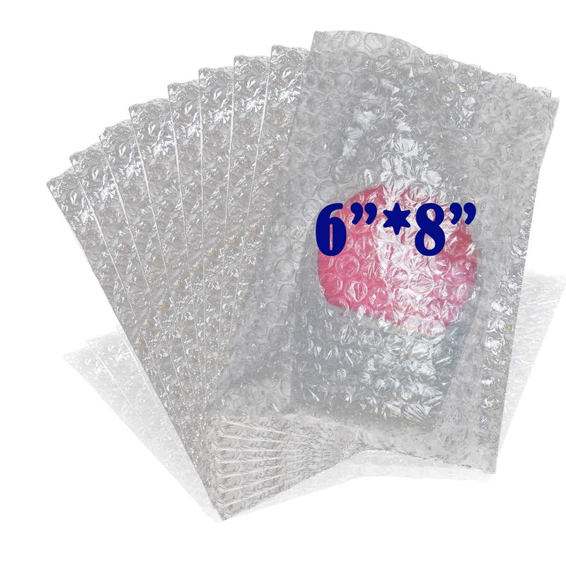 100Pack 6x8 Inch Bubble Out Bags Bubble Pouches Wrap Cushioning Packaging Bags DoubleSide Premium Small Bubble Out Pouch for Moving Shipping and Storage