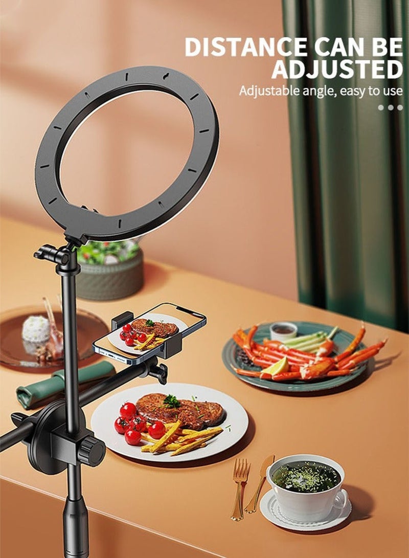 Arabest Selfie Ring Light With Stand And Phone Holder,Overhead Camera Mount With 16cm Ring Lights For Phone,Circle Light With Desk Tripod Adjustable Shooting Arm For Video Recording,Live Streaming,Laptop - Image 3