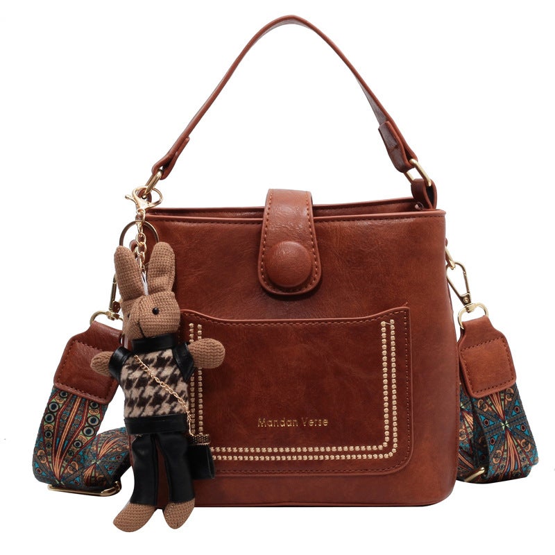 Vintage Women's PU Bucket Shoulder Bag Crossbody Handbag - Image 1