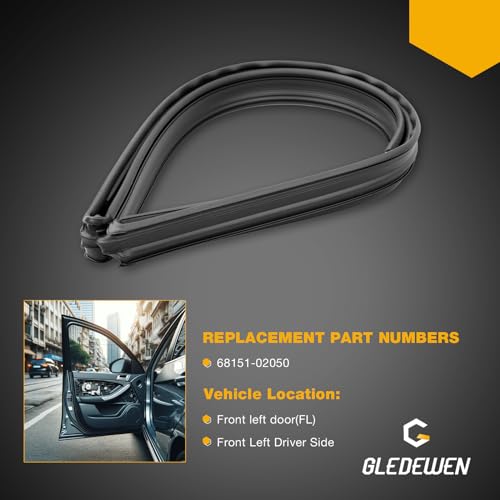 Gledewen 68151-02050 Door Window Rubber Channel Seal Front Left Compatible with Toyota Corolla S LE CE XRS Sport Sedan 2002-2008, Driver Side Door Window Seal Rubber Strip - Image 3