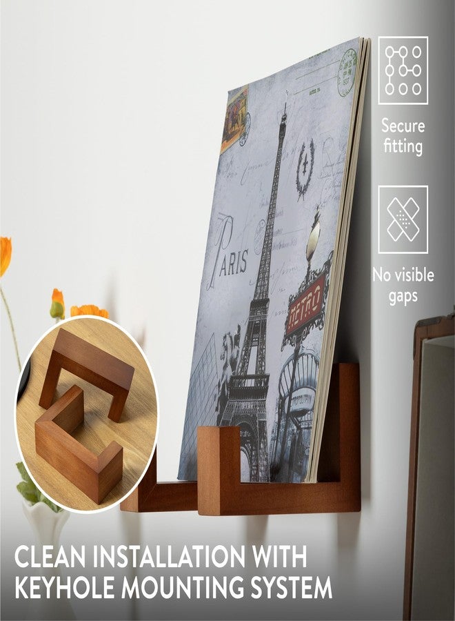 Big Fudge Vinyl Wooden Bracket - Vinyl Record Holder Wall Shelves - Album Storage for Vinyl LP Wall Mount Display for Wall - Hold 15 Records Per Shelf - Shelving Set of 2 - Brown - Image 4