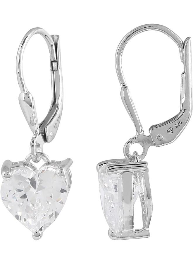 VOYLLA 925 Sterling American Diamond CZ Fabulous Solitaire Heart Shape Drop Earrings for Women, Onesize, , No Gemstone - Image 4