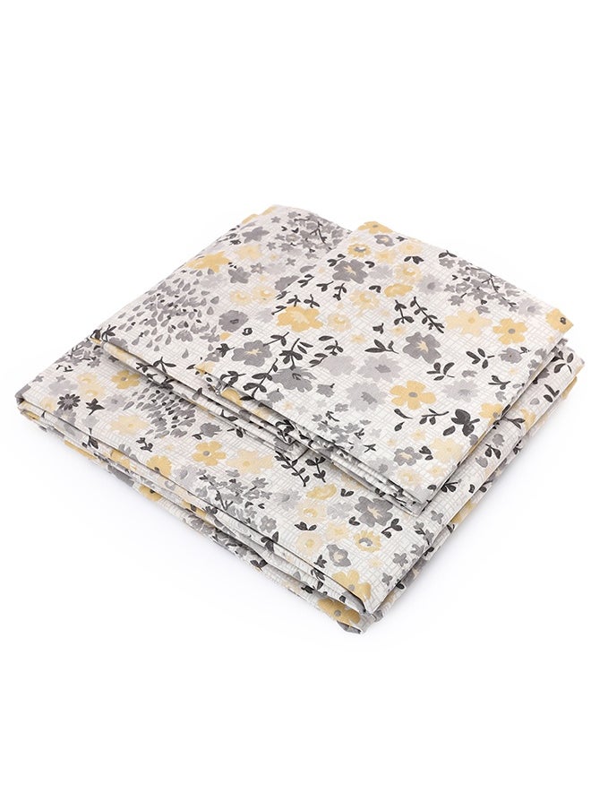 snooze - Flat bed sheet set 3pcs,220*235 cm + 2 Free Pillowcases, daisy design - Image 1