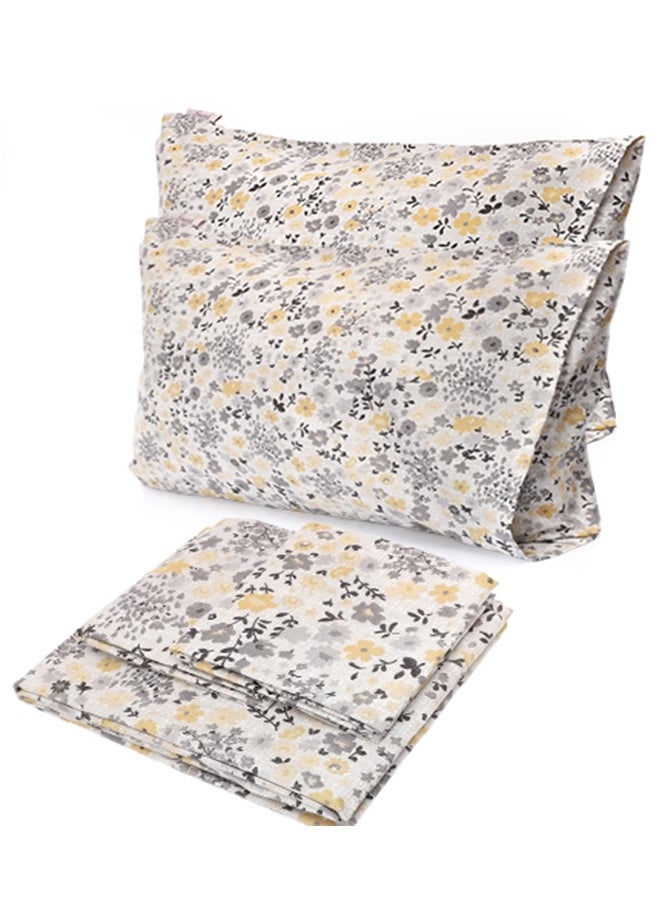 snooze - Flat bed sheet set 3pcs,220*235 cm + 2 Free Pillowcases, daisy design - Image 1