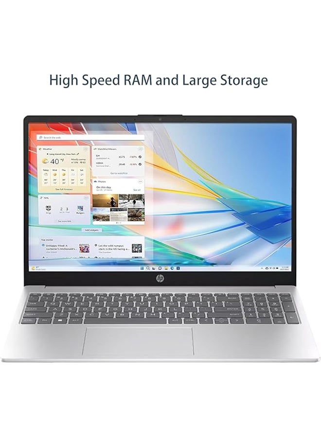 HP (نسخة مطورة) لابتوب بشاشة FHD مقاس 15.6 بوصة، مع معالج Core i5-1334U/ذاكرة RAM سعة 16GB/قرص SSD سعة 512GB/رسومات Intel Iris XE/نظام Windows 11 + ذاكرة USB 3.2 Gen 1 D400 سعة 128GB من Lexar + حقيبة لابتوب مجانية باللون الفضي العربي - Image 3