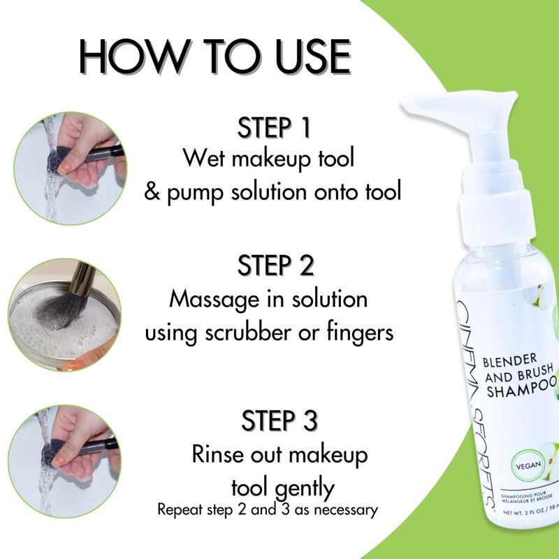 CINEMA SECRETS Vegan Makeup Brush Cleaner - Sponge & Makeup Brush Shampoo for Deep Cleansing - Removes Build-Up & Stains - Gentle & Cruelty-Free Beauty Tools Accessories (2 oz) - Image 3