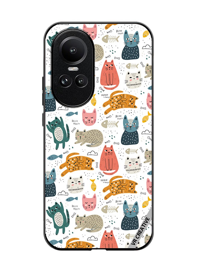 VR CREATIVE Protective Case Cover For Oppo Reno 10 Pro Chilling Cat Pattern Design Multicolour - Image 1