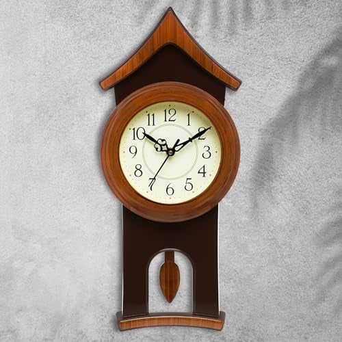 Harbour Analog Latest Stylish New Models Wall Clock with Pendulum for Home Living Room Hall Bedroom (Size Height 40 CM X Width 17.5 CM)- Home Decor Big Size Wall Clock chbnb (Dark Brown) - Image 3