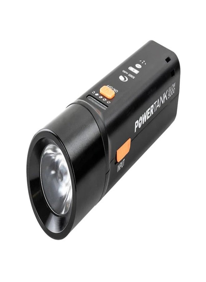 Celestron 93585 PowerTank Glow 5000 Portable USB Rechargeable Power Bank and Red Astronomy Flashlight - 5000 mAh Capacity, Includes Silicone Mount Straps, Black