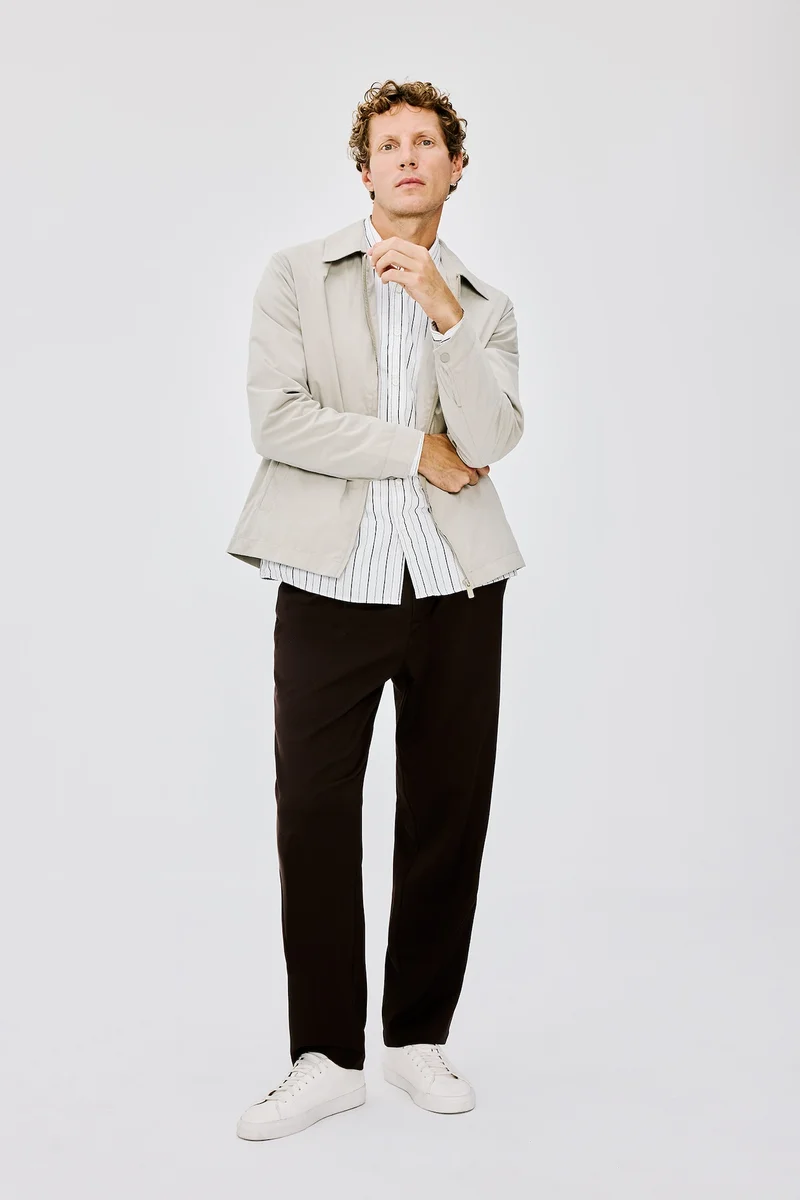 Baggy Fit Elastic Waist Straight Leg Basic Trousers